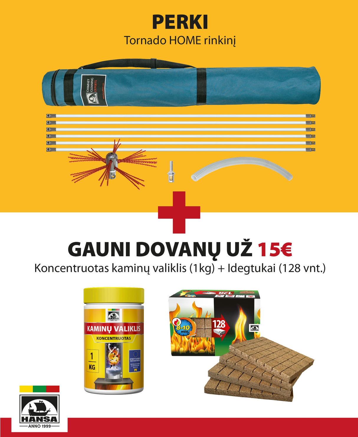 Tornado HOME kaminų valymo rinkinys + DOVANA