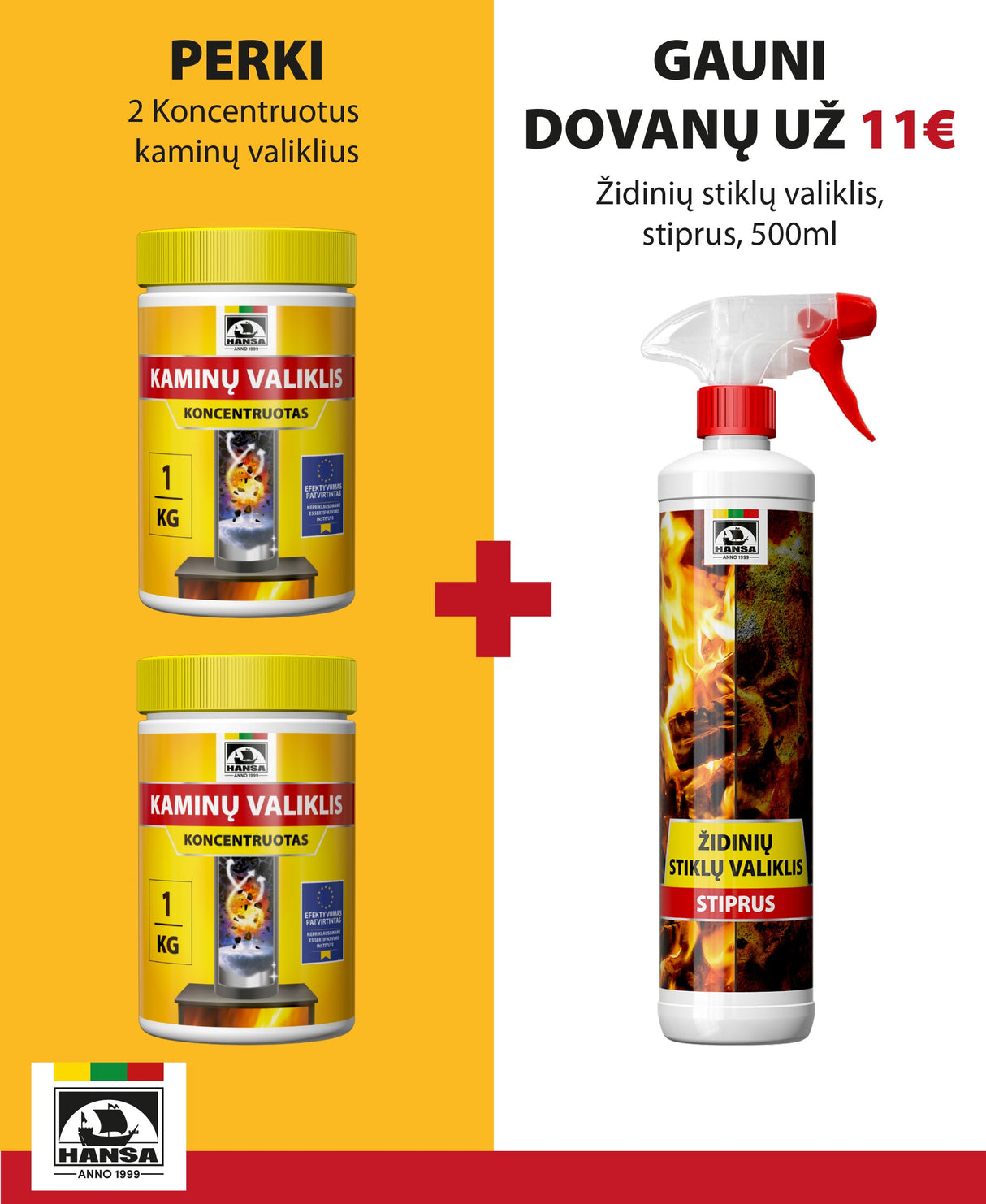 2 koncentruoti kaminų valikliai + DOVANA