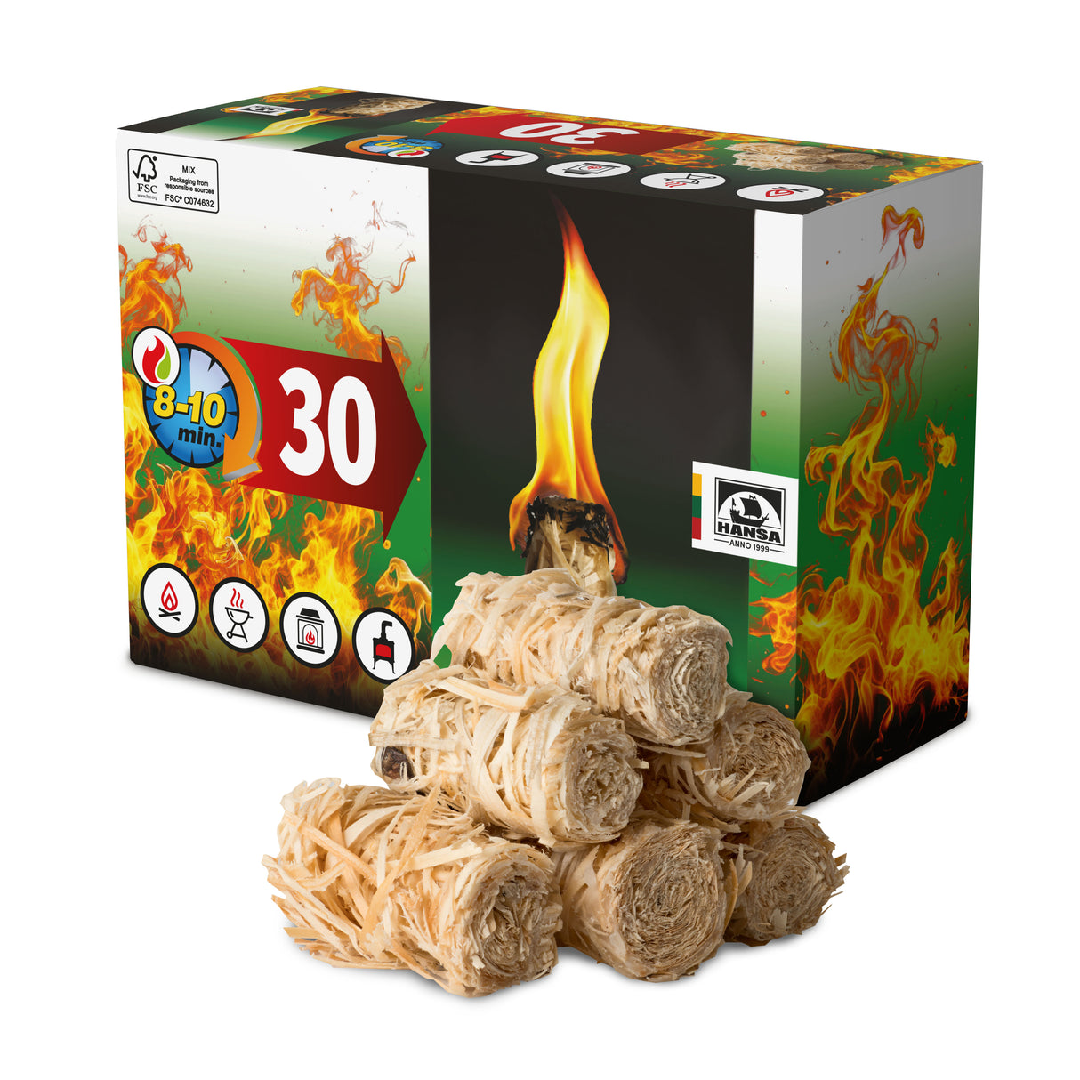 Wood Wool Firelighters, 30 pcs