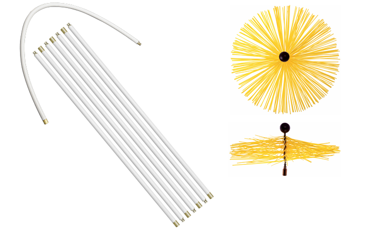 Chimney Cleaning Kit: 1m x 8 + 400mm Brush (Total Length: 8m)