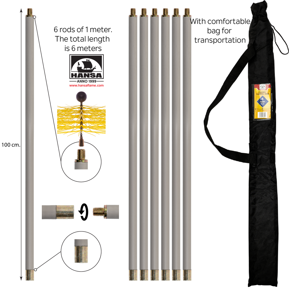 Flexible rods with carrying bag (M12)
