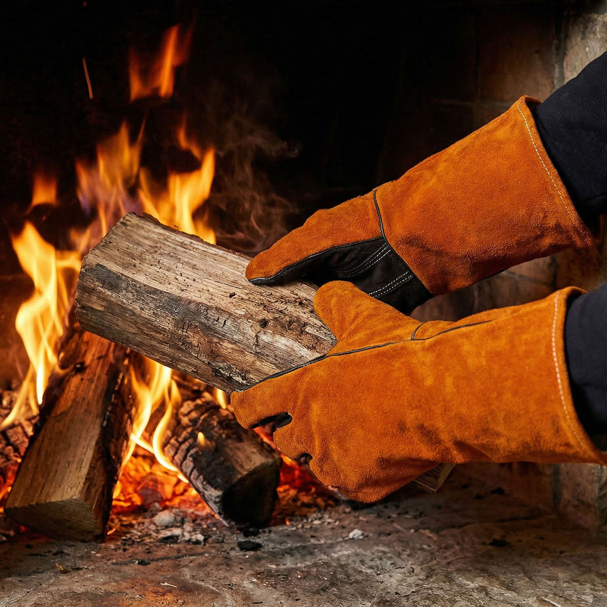 Heat-Resistant Engraved Leather Gloves