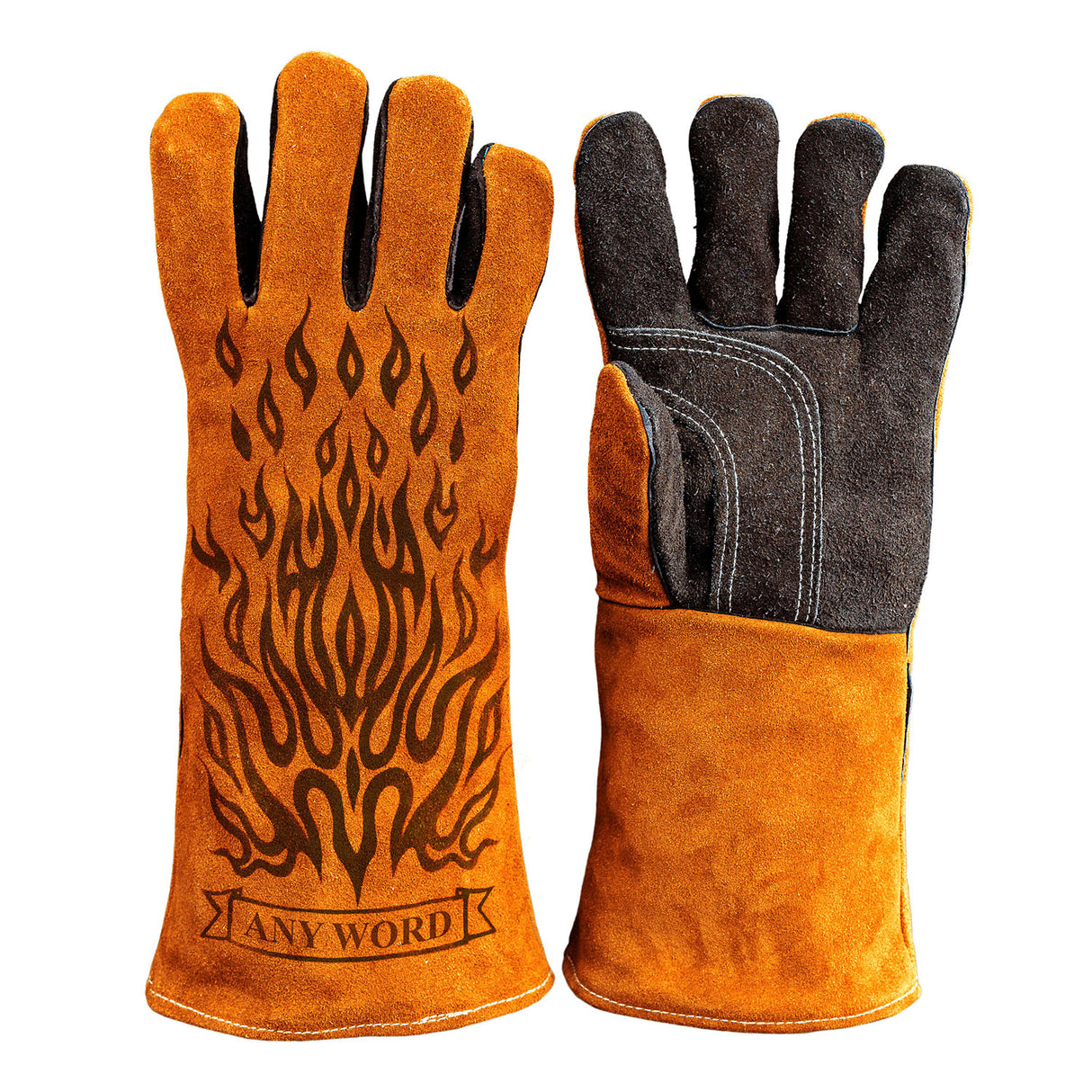 Heat-Resistant Engraved Leather Gloves