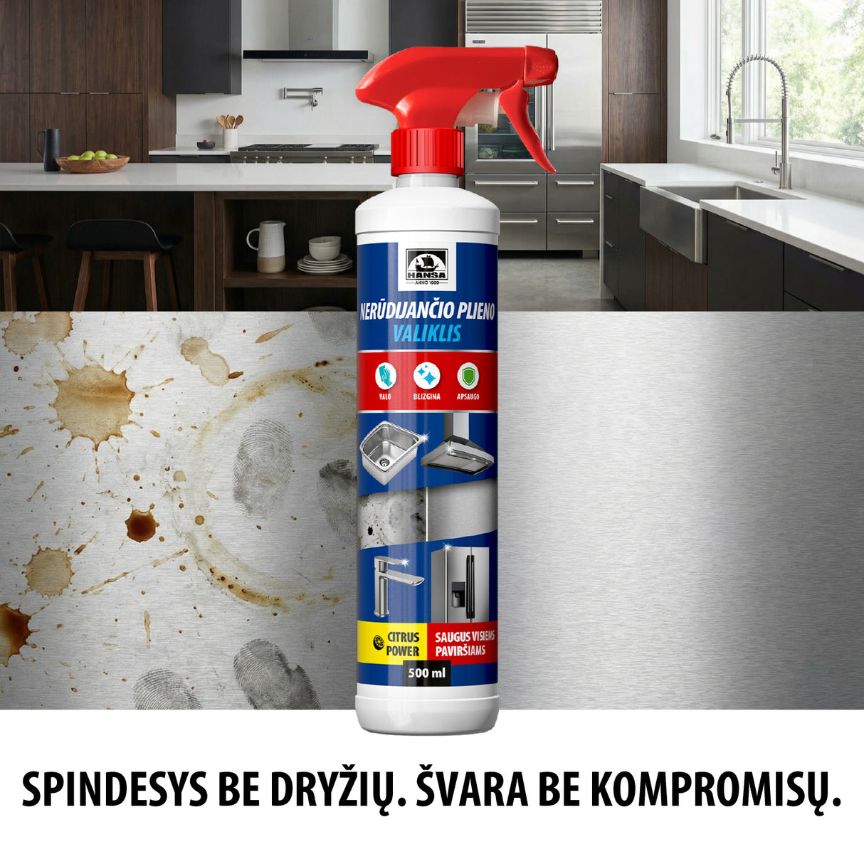 HANSA Rengöringsmedel för rostfritt stål, 500ml