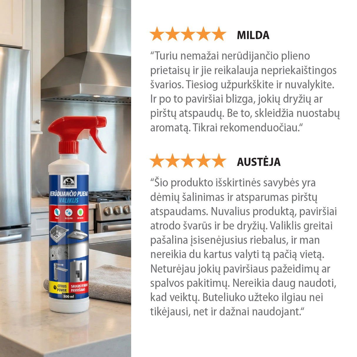 HANSA Rengöringsmedel för rostfritt stål, 500ml
