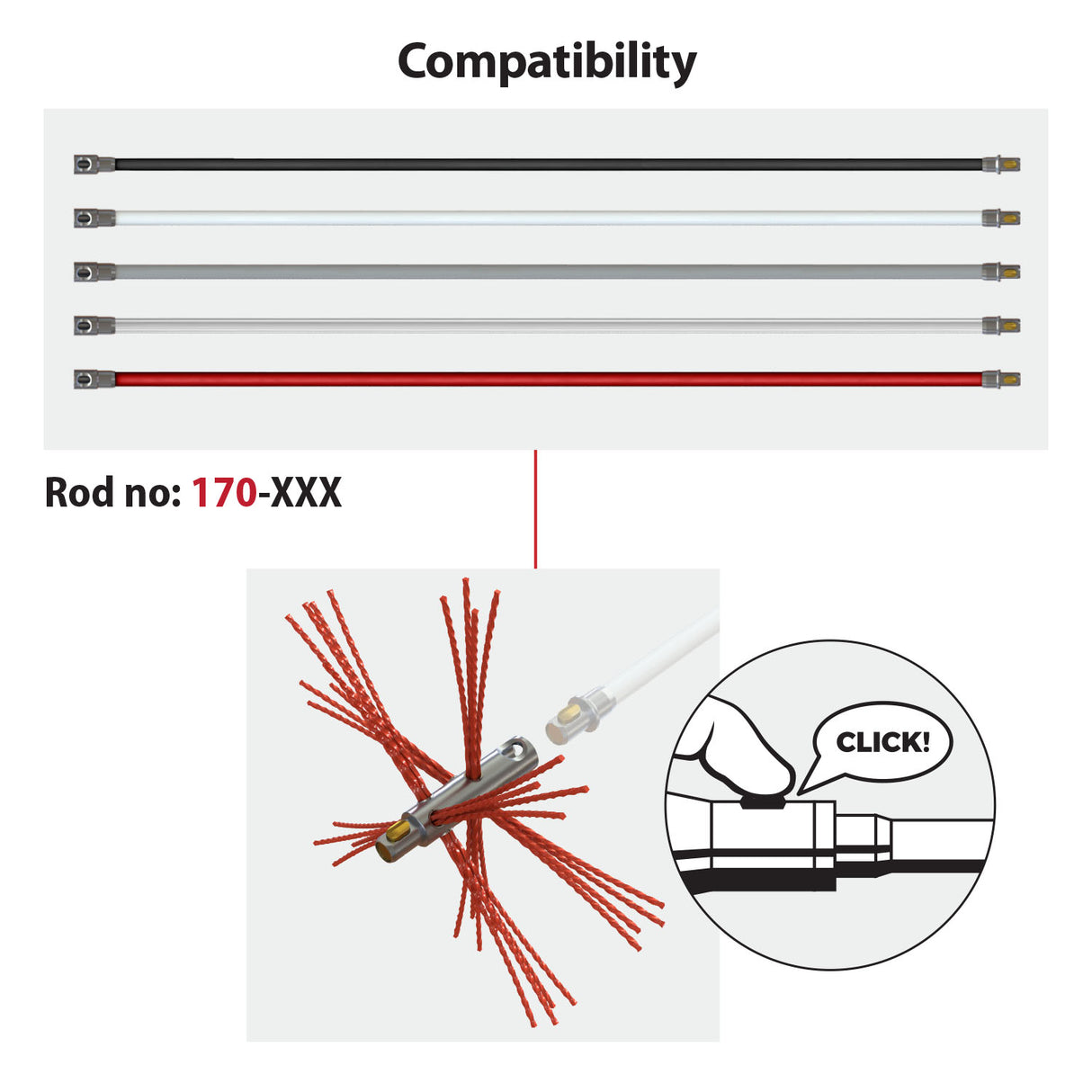 Tornado PRO (⌀17): COMBO Chimney Brush with nylon bristles. Additional part for all the head