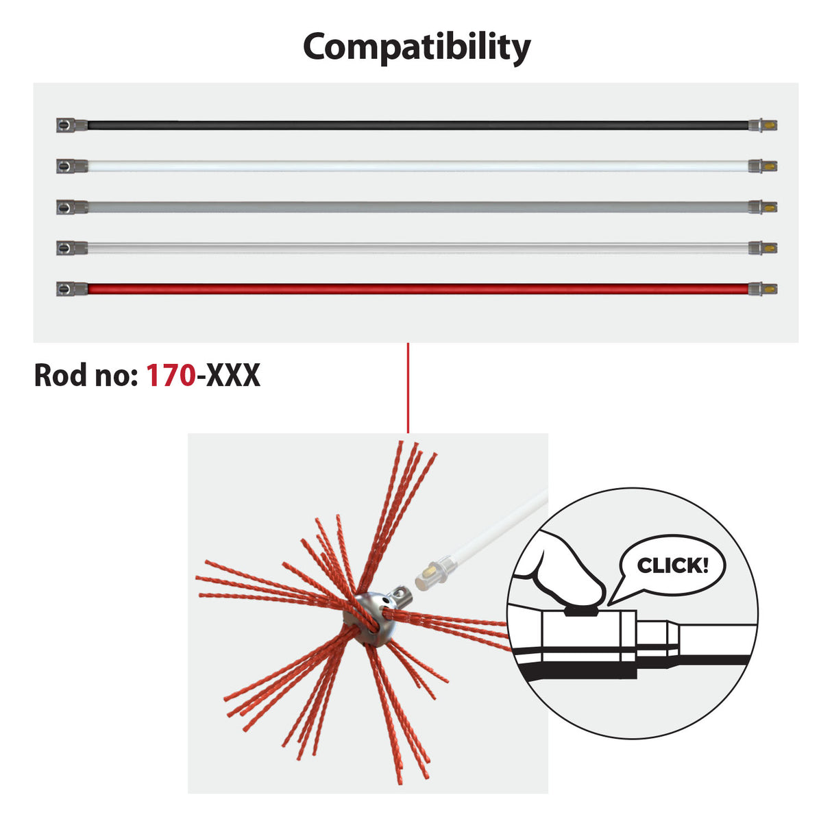 Tornado PRO (⌀17): 360° kamino šepetys su nailoniniais šereliais