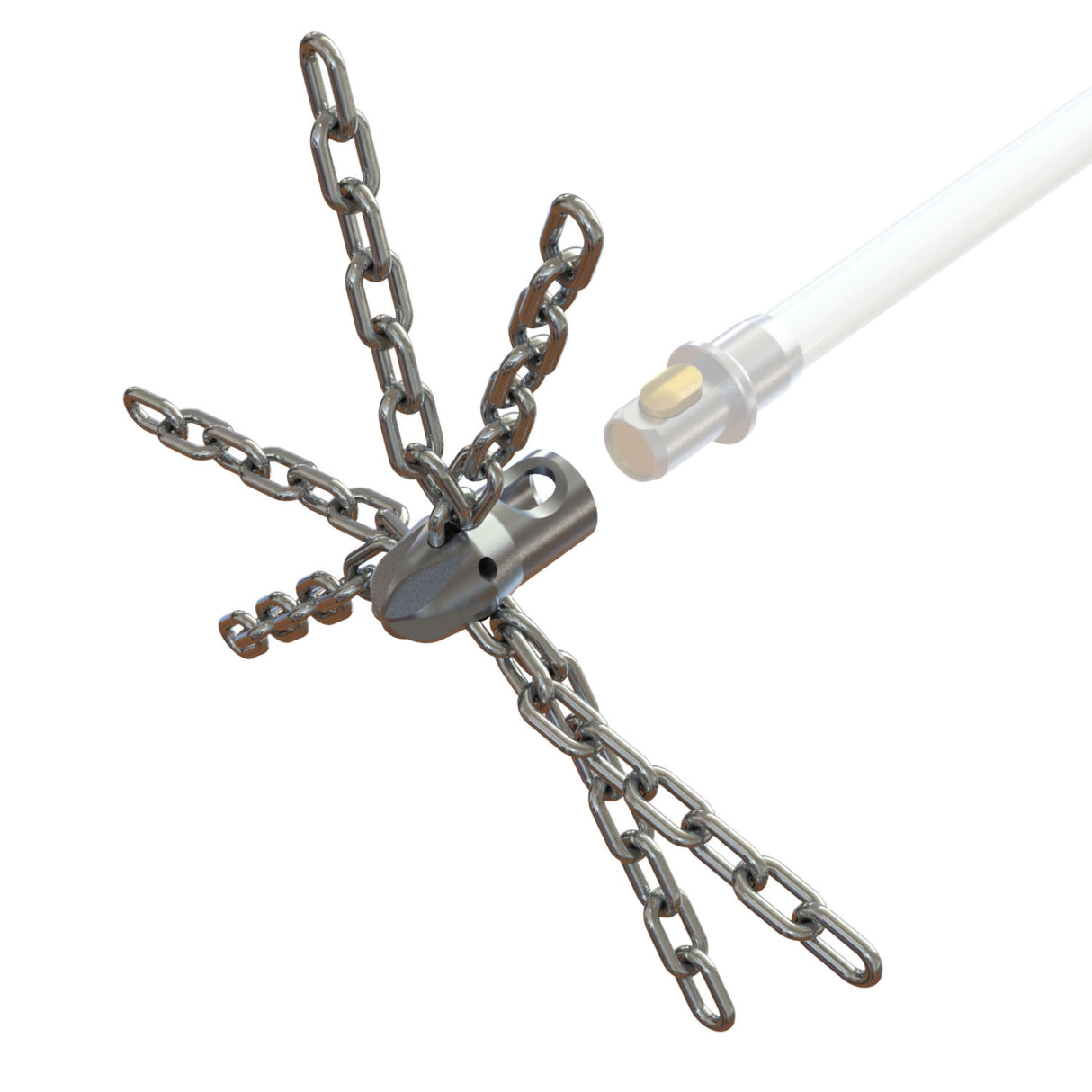 Tornado PRO (⌀17): grandininis kamino šepetys su 6 segmentų grandine ir ardančia priekine dalimi