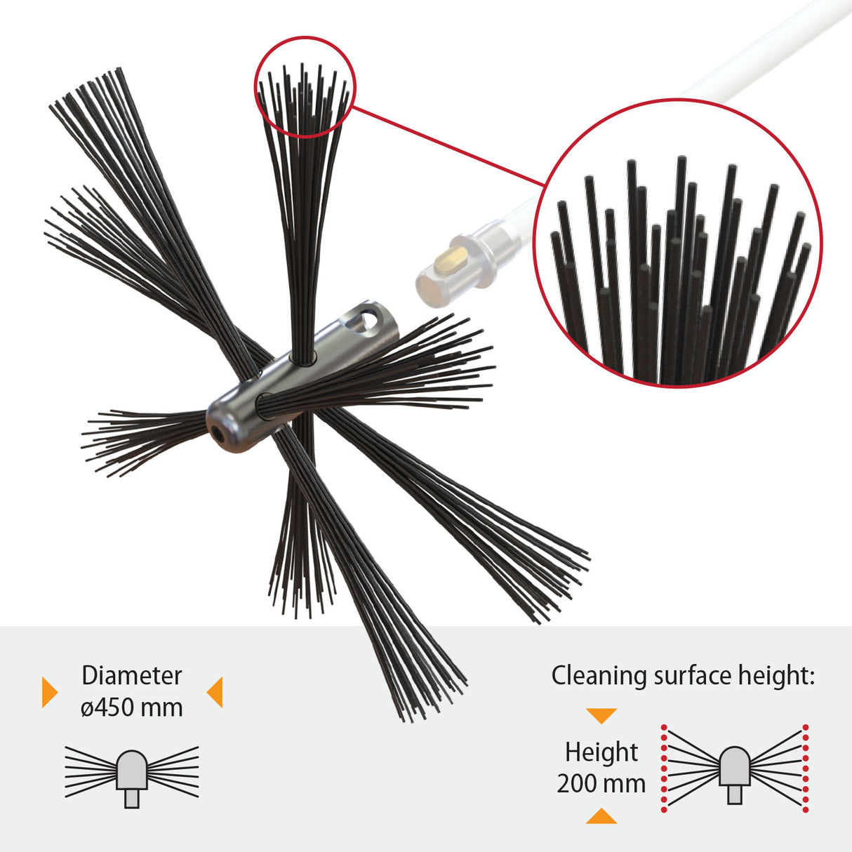 Tornado PRO (⌀17): LIGHT ventiliacijos šepetys su minkštais juodais nailoniniais šereliais