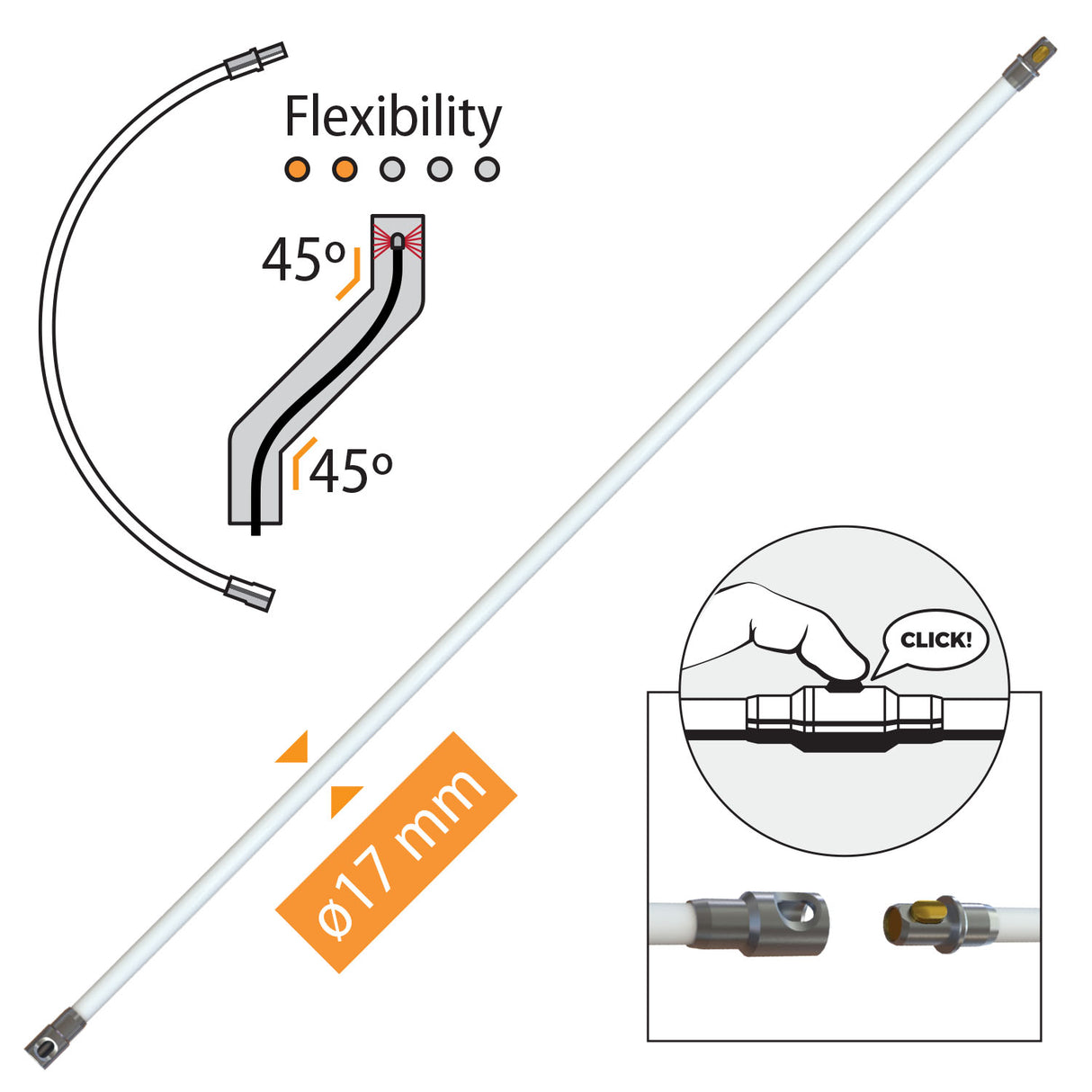 HANSA Tornado PRO (⌀17): Flexible rod, 1 m