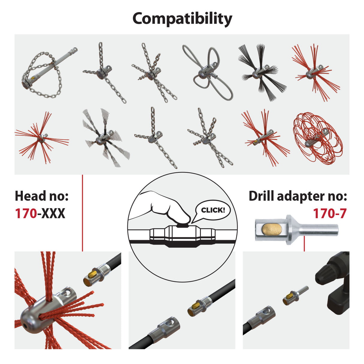 HANSA Tornado PRO (⌀17): Zwarte stang, 1 m (170-16)
