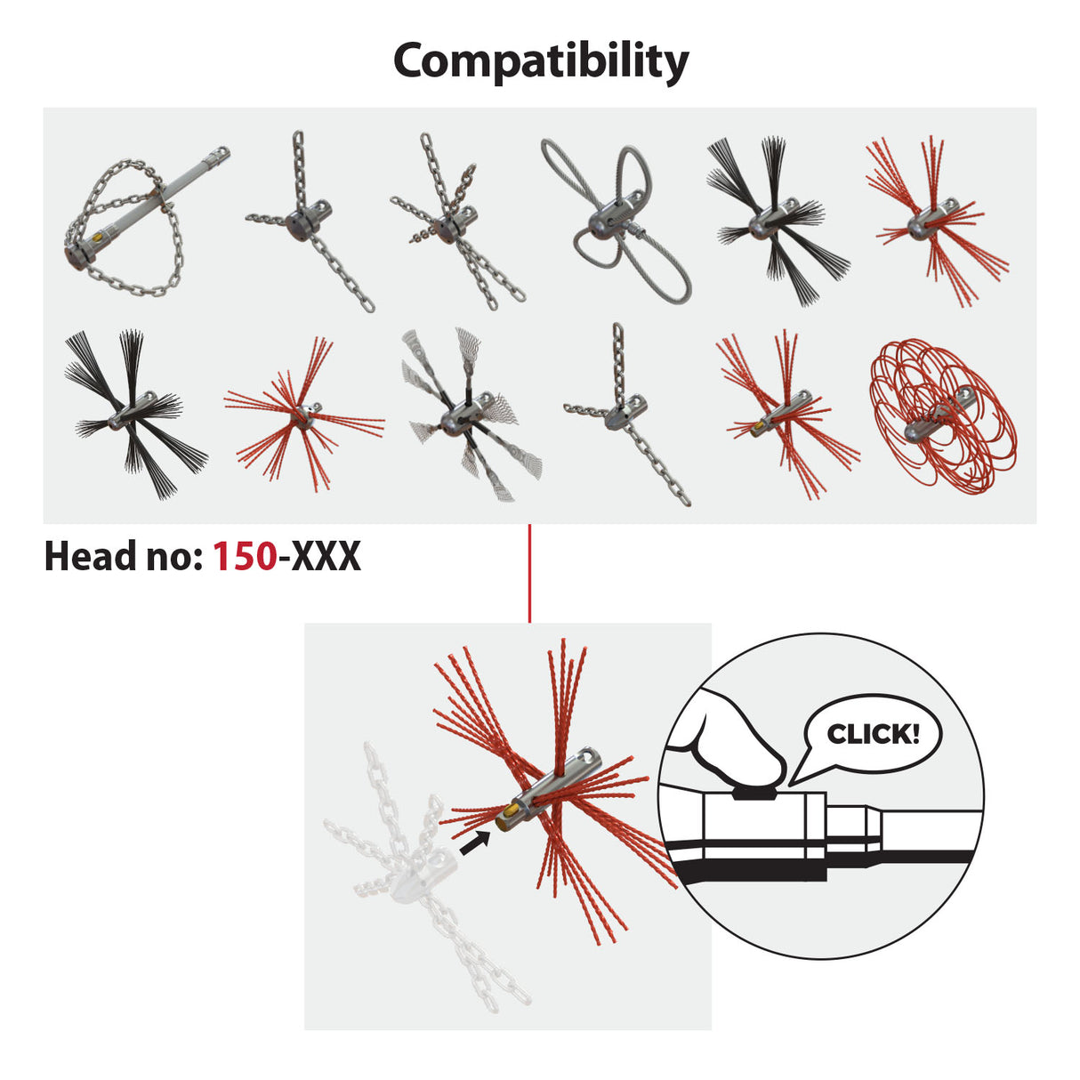 Tornado (⌀12): COMBO brush with nylon bristles. Additional part for all the heads