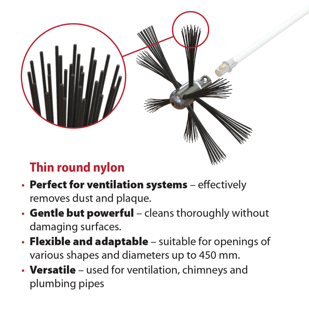 Tornado (⌀12): ventiliacijos galvutė su minkštais nailoniniais šereliais