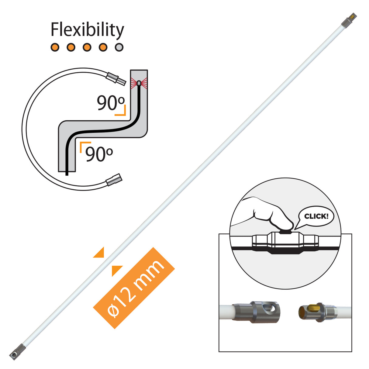 HANSA Tornado (⌀12): Flexible rod, 1 m