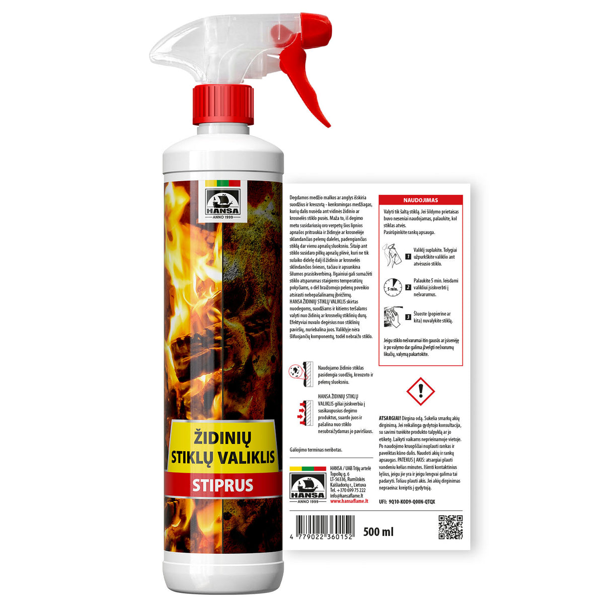 Židinių stiklų valiklis stiprus 500 ml