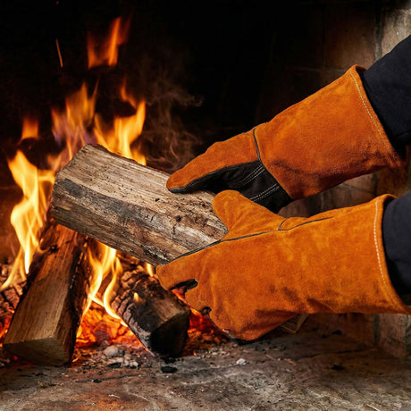 Heat-Resistant Engraved Leather Gloves
