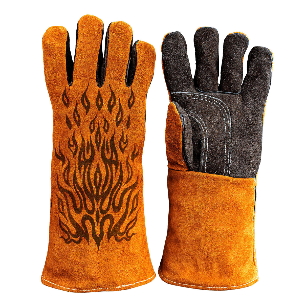 Heat-Resistant Engraved Leather Gloves