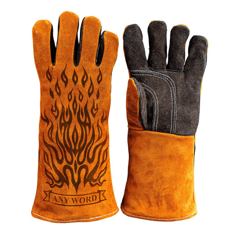 Heat-Resistant Engraved Leather Gloves