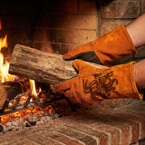 Heat-Resistant Engraved Leather Gloves