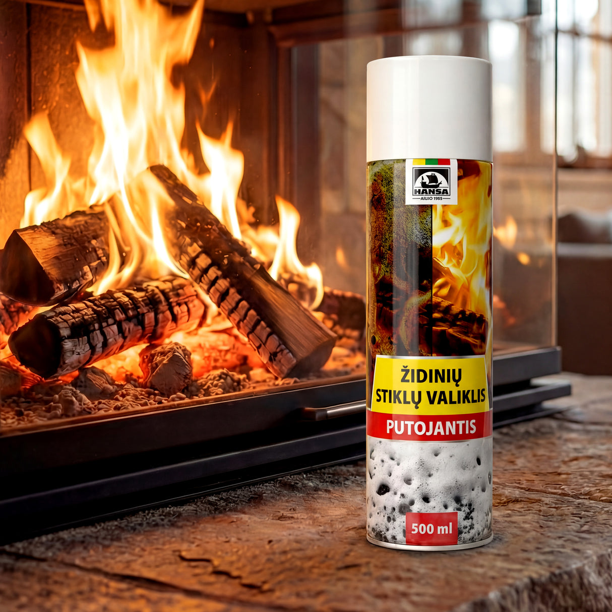 HANSA Fireplace Glass Cleaner – 500 ml Aerosol