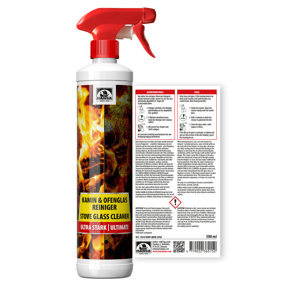 HANSA Strong Fireplace Glass Cleaner, 500 ml