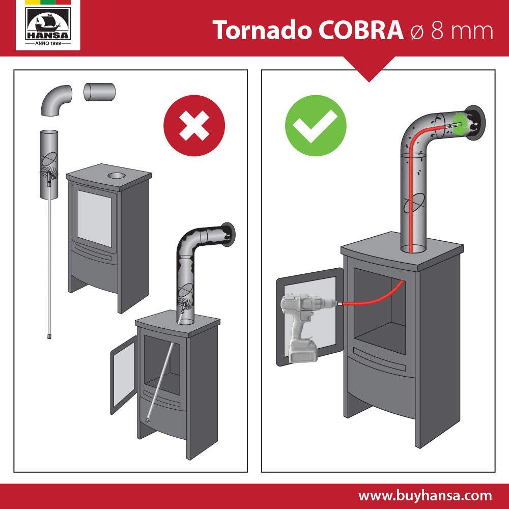 TORNADO COBRA Ø8 mm Flue & Chimney Connector Cleaning Kit