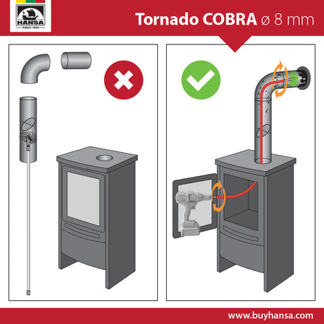 TORNADO COBRA Ø8 mm Flue & Chimney Connector Cleaning Kit