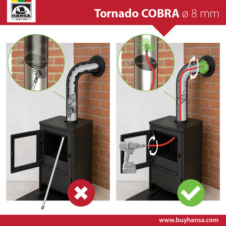 TORNADO COBRA Ø8 mm Flue & Chimney Connector Cleaning Kit