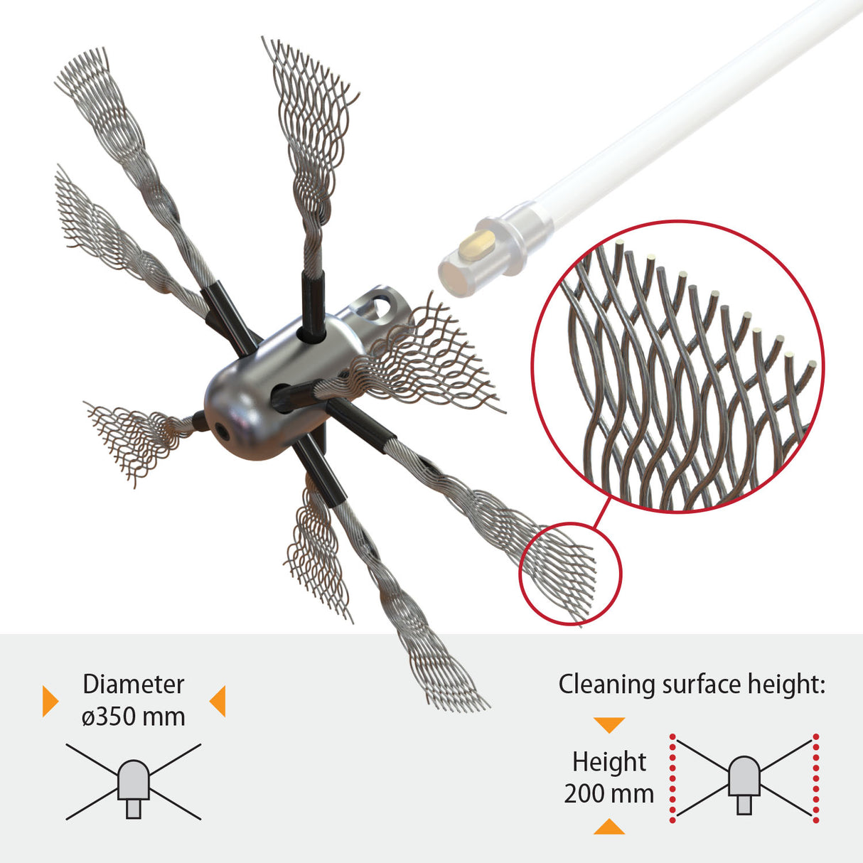 HANSA Tornado PRO (⌀17): Schoorsteenborstel met Scherpe Kabel (170-15)