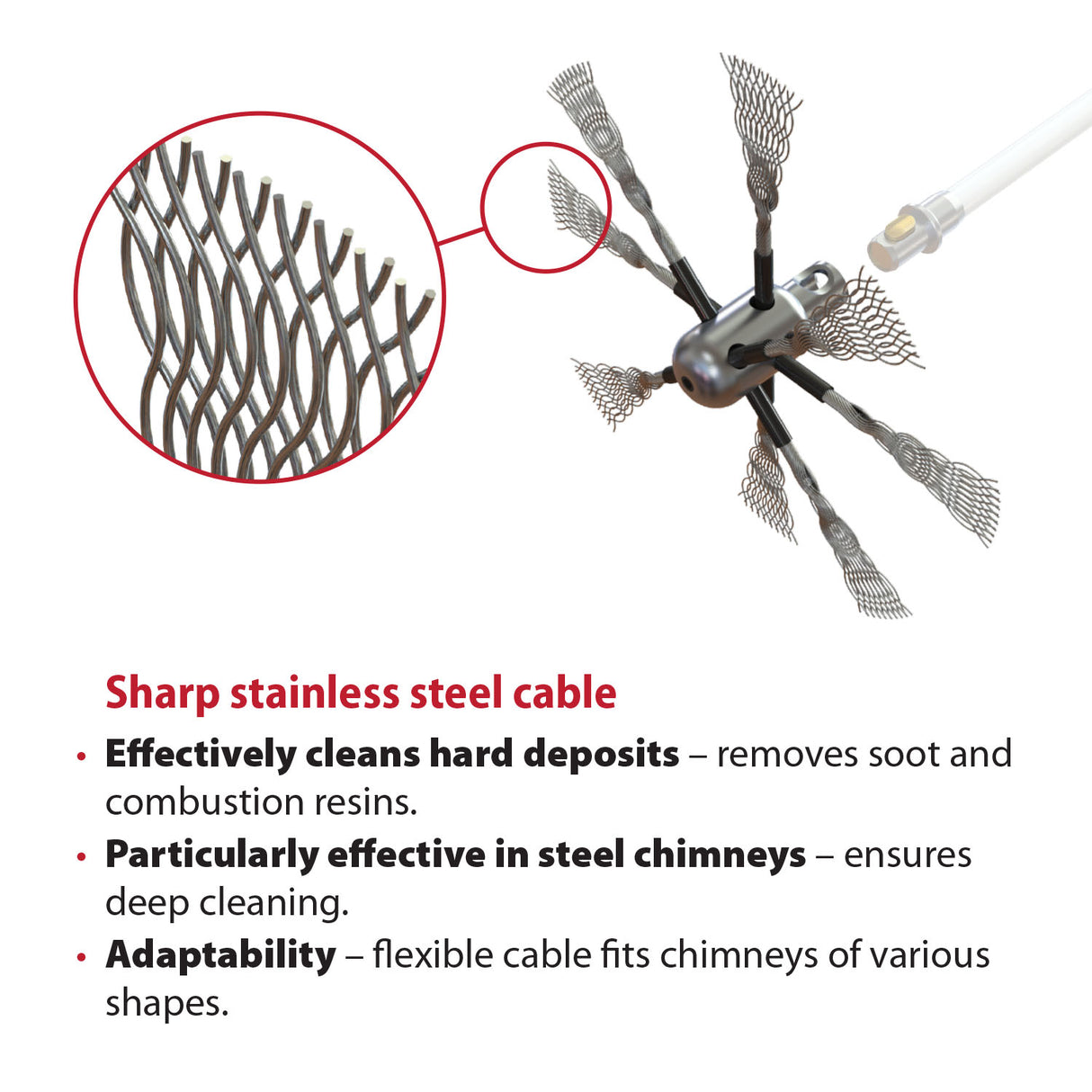 HANSA Tornado PRO (⌀17): Schoorsteenborstel met Scherpe Kabel (170-15)