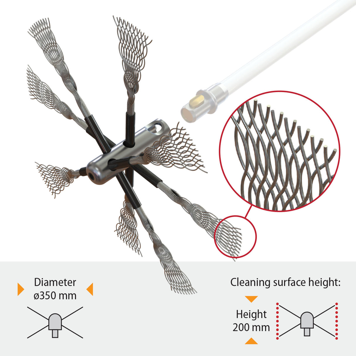 HANSA Tornado PRO (⌀17): LIGHT Schoorsteenborstel Met Scherpe Kabel (170-151)