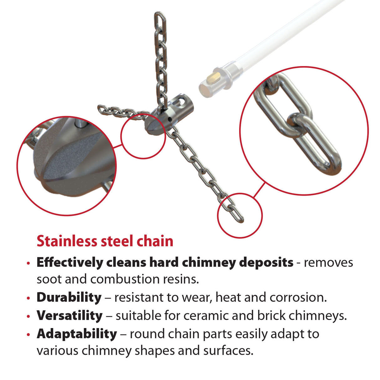 HANSA Tornado PRO (⌀17): Ketting-schoorsteenborstel met disruptief voorstuk (170-43)