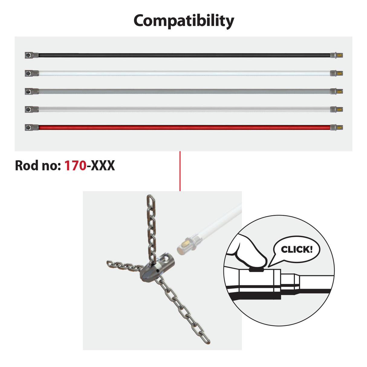 HANSA Tornado PRO (⌀17): Ketting-schoorsteenborstel met disruptief voorstuk (170-43)
