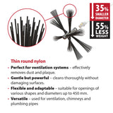 Tornado PRO (⌀17): LIGHT ventiliacijos šepetys su minkštais juodais nailoniniais šereliais