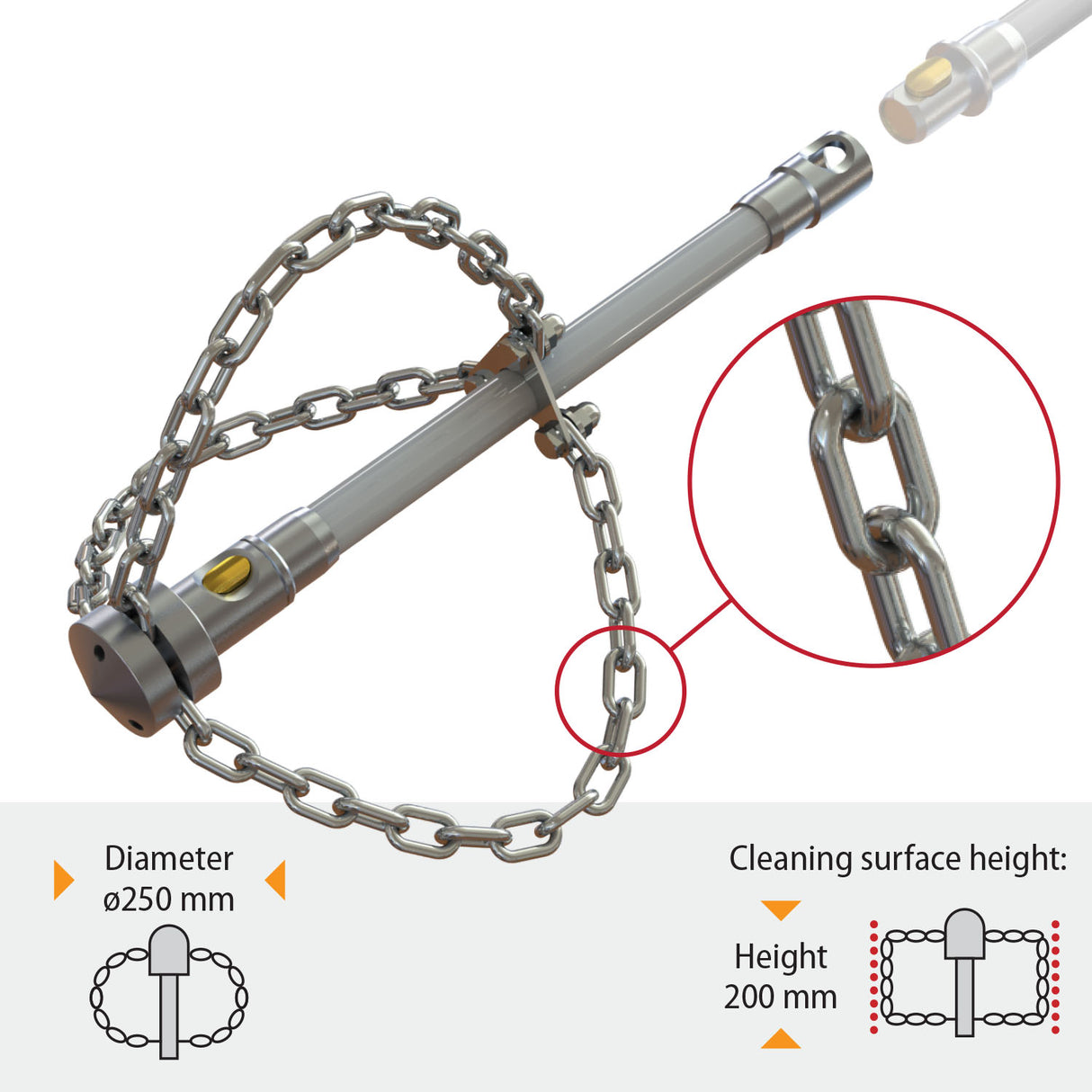 Tornado (⌀12): galvutė su apvalia grandine