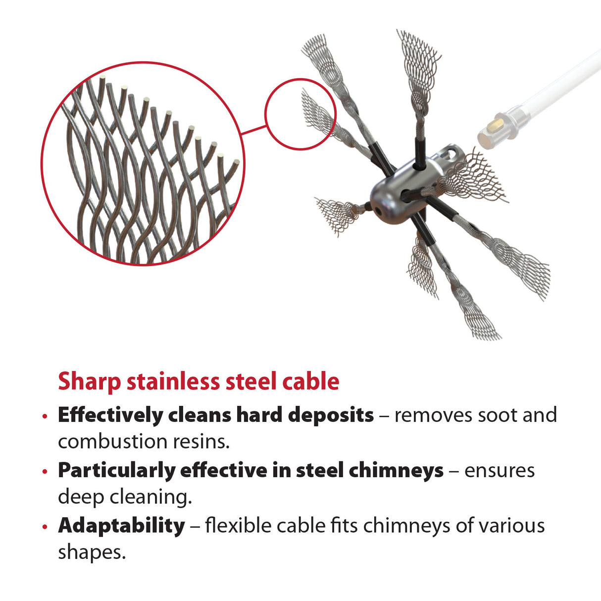 Tornado (⌀12): Tête avec câble pointu