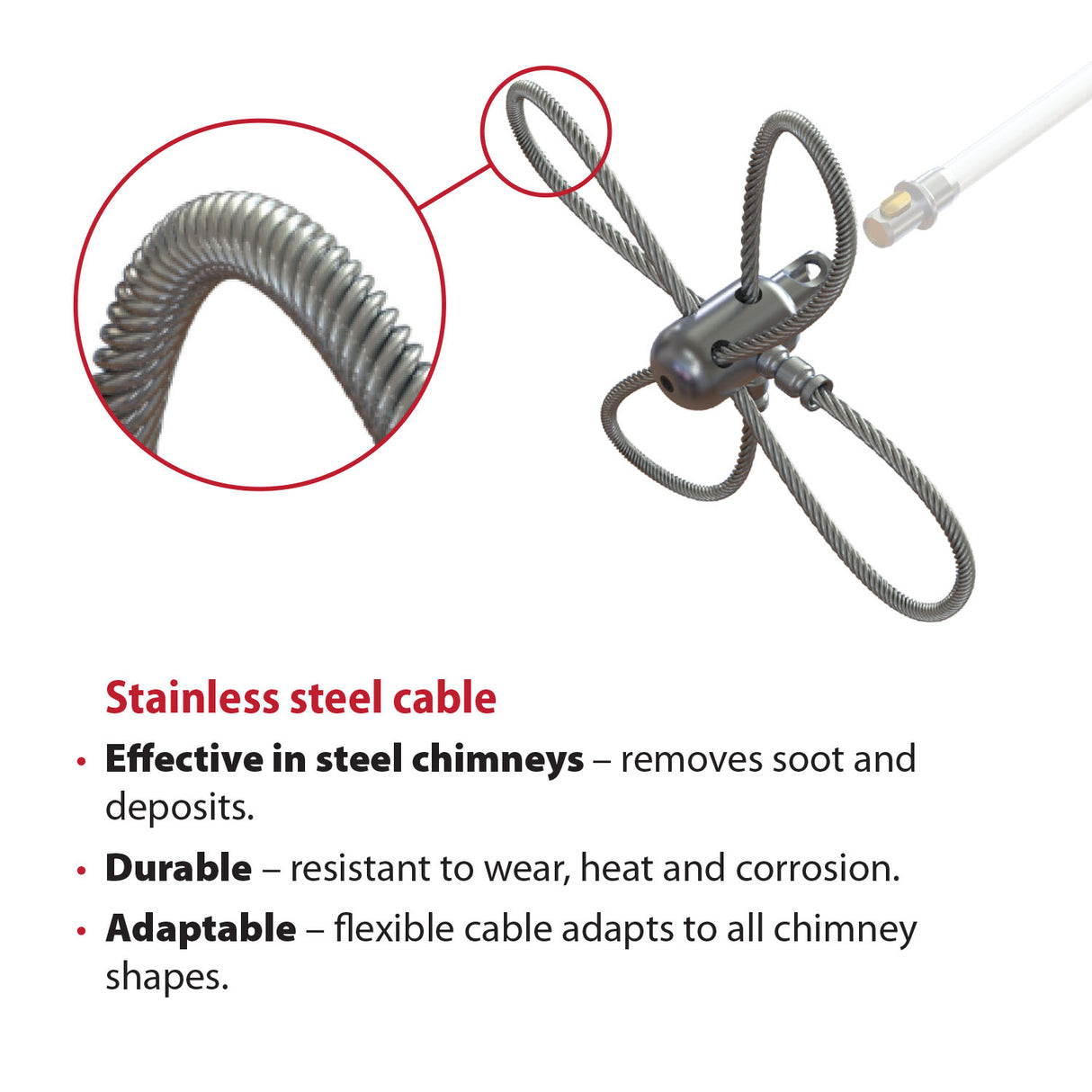 Tornado PRO (⌀17): Kaapeli Savupiippuharja