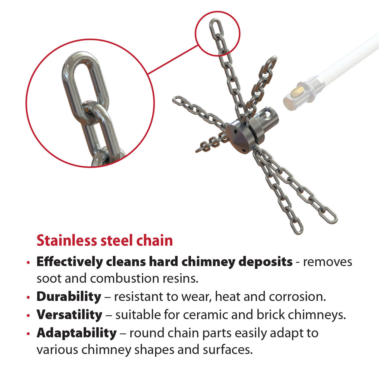 Tornado PRO (⌀17): kamino šepečio grandinė su 6 segmentais