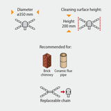Tornado PRO (⌀17): kamino šepečio grandinė su 6 segmentais