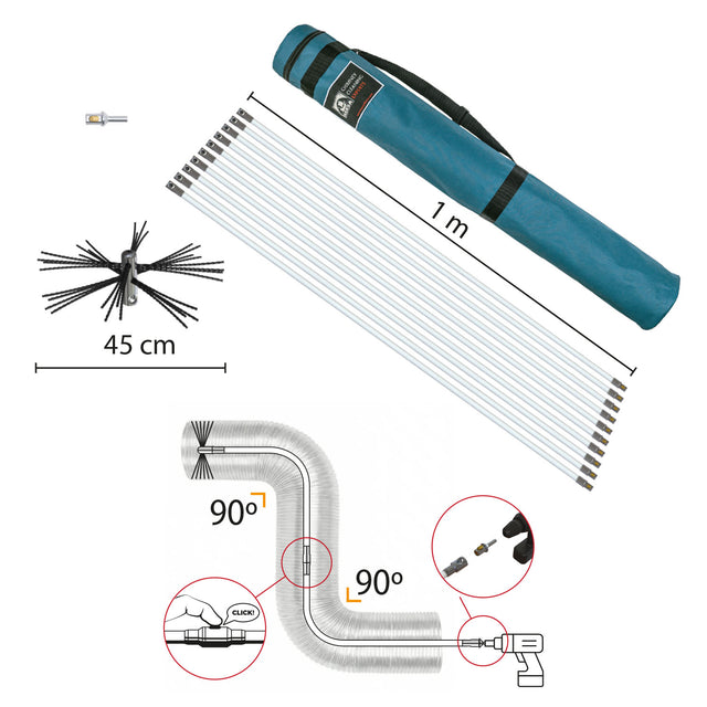 flexible rod system for ventilation and air duct cleaning