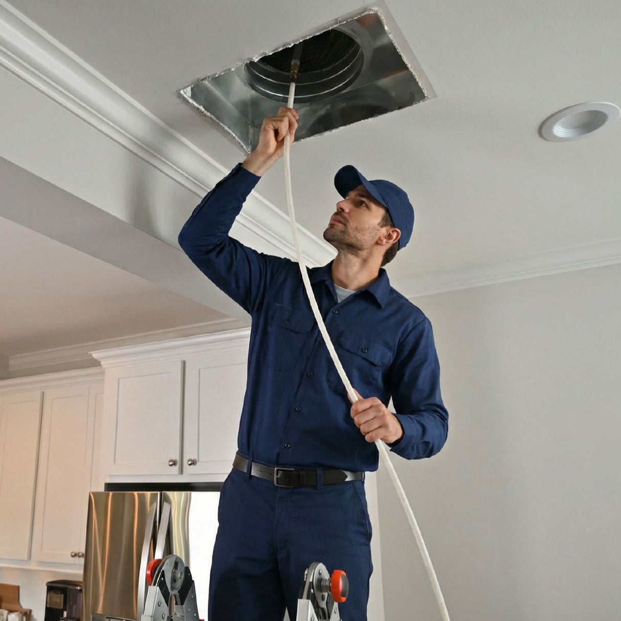 flexible rod system for ventilation and air duct cleaning