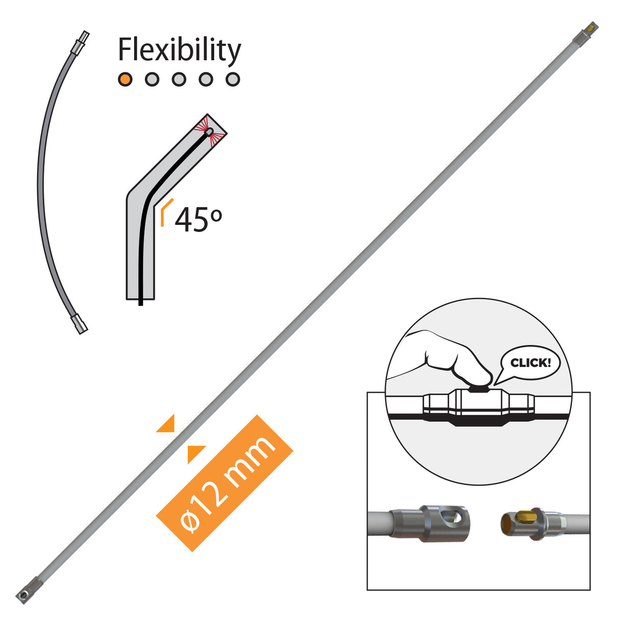 HANSA Tornado (⌀12): Sturdy rod, 1 m
